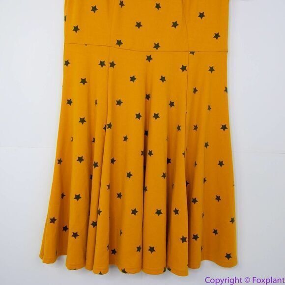 Unique Vintage Gwynnie Bee‎ Yellow Star Print Fit-And-Flare Dress, XL - Picture 4 of 15